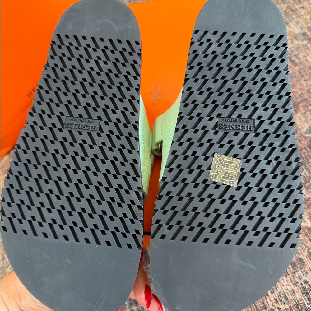 Hermes Mint Green Chypre Sandals - Picture 5 of 9
